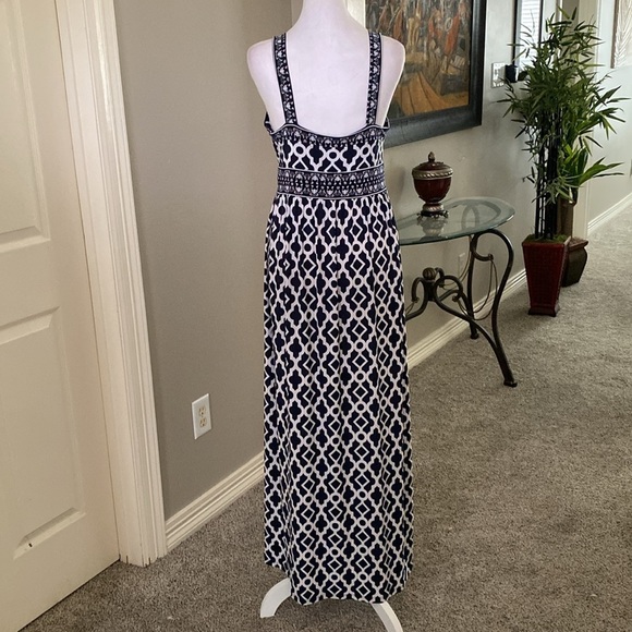 INC International Concepts Navy and White Patterned Sleeveless Maxi Dress size M - Picture 6 of 8